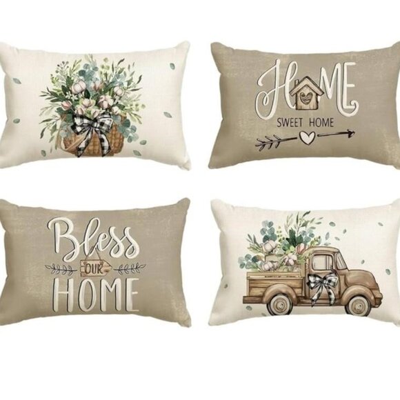 Farmhouse Throw Pillows Covers(set of 4) NWOT - Picture 1 of 5
